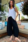 Sandbar Linen Blend Barrel Culotte Pant Black